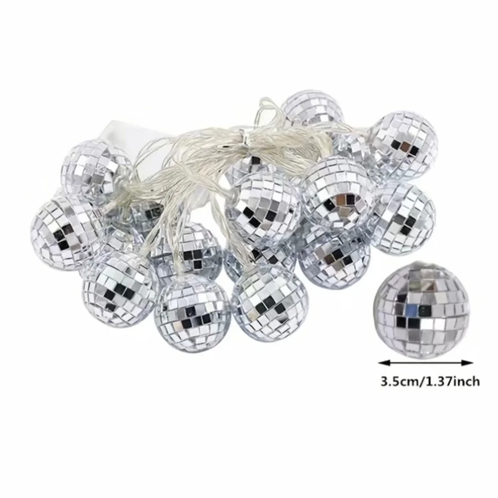 Disco Ball LED String Lights 5ft Warm Tone & Colorful Option Mirrorball NEW